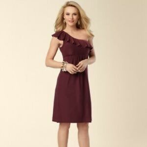 Soma Plum One Shoulder Pleated Dress Nightgown Large